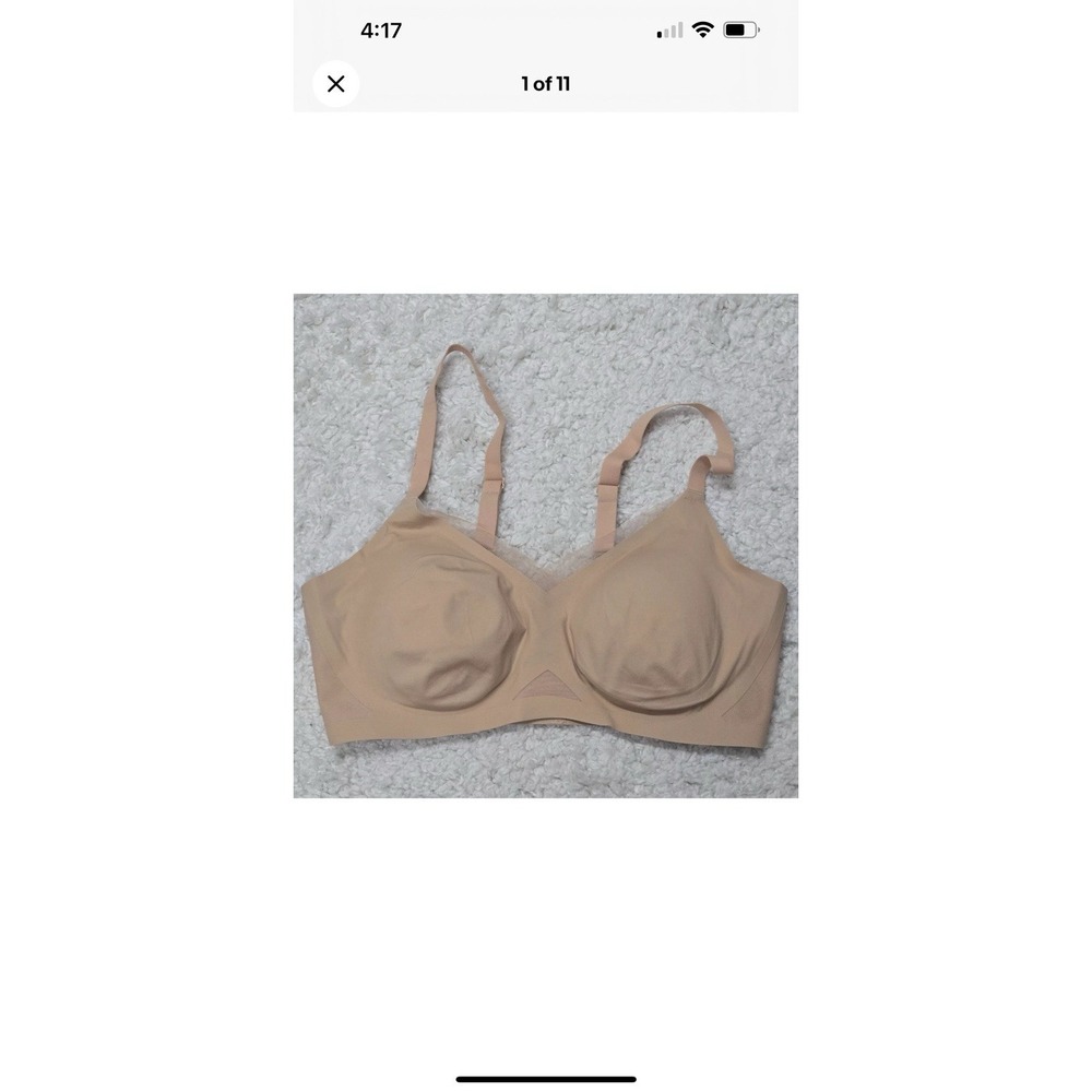 Honey Love Bra Womens 2X Beige Wireless Crossover Padded Comfort